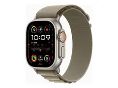 Apple Watch Ultra 2 - 49 mm - titan smartklokke med Alpine Loop - tekstil - oliven - b&#229;ndbredde: M - 64 GB - LTE, Wi-Fi, Bluetooth, UWB - 4G - 61.4 g