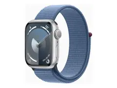 Apple Watch Series 9 (GPS) - 41 mm - sølvaluminium smartklokke med sportssløyfe - myk dobbeltlagsnylon - winter blue - 64 GB - Wi-Fi, UWB, Bluetooth - 31.9 g