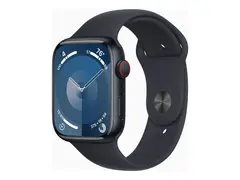 Apple Watch Series 9 (GPS + Cellular) - 45 mm midnattsaluminium - smartklokke med sportsbånd - fluorelastomer - midnatt - båndbredde: S/M - 64 GB - Wi-Fi, LTE, UWB, Bluetooth - 4G - 39 g