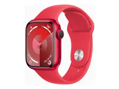 Apple Watch Series 9 (GPS + Cellular) - (PRODUCT) RED 41 mm - rød aluminium - smartklokke med sportsbånd - fluorelastomer - rød - båndbredde: S/M - 64 GB - Wi-Fi, LTE, UWB, Bluetooth - 4G - 32.1 g