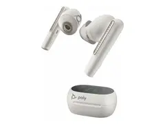 Poly Voyager Free 60+ UC - True wireless-hodetelefoner med mikrofon i øret - Bluetooth - aktiv støydemping - USB-A via Bluetooth-adapter - sandhvit - Certified for Microsoft Teams