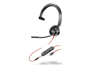 Poly Blackwire 3315 - Blackwire 3300 series hodesett - on-ear - kablet - 3,5 mm jakk, USB-C - svart - Certified for Microsoft Teams, UC-sertifisert