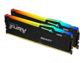 Kingston FURY Beast RGB - DDR5 - sett - 32 GB: 2 x 16 GB DIMM 288-pin - 6400 MHz / PC5-51200 - CL32 - 1.4 V - ikke-bufret - on-die ECC - svart
