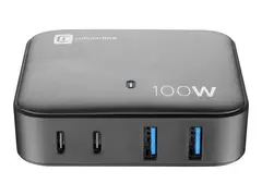Cellular Line MULTIPOWER MAGNUS Str&#248;madapter - GaN - 100 watt - 5 A - PD - 4 utgangskontakter (2 x USB-C, 2 x 9-stifts USB-type A) - svart