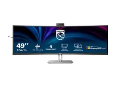 Philips 49B2U6903CH - 6000 Series LED-skjerm - kurvet - 49&quot; (48.8&quot; synlig) - 5120 x 1440 SuperWide @ 100 Hz - VA - 500 cd/m&#178; - 3000:1 - DisplayHDR 400 - 4 ms - Thunderbolt 4, 2xHDMI, DisplayPort - h&#248;yttalere - s&#248;lv