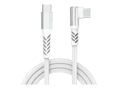 GRATEQ PRO - USB-kabel - 24 pin USB-C (hann) til 24 pin USB-C (hann) vinklet 5 A - 1 m - USB Power Delivery (240 W) - hvit
