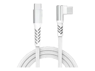 GRATEQ PRO - USB-kabel - 24 pin USB-C (hann) til 24 pin USB-C (hann) vinklet 5 A - 1 m - USB Power Delivery (240 W) - hvit