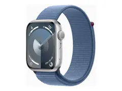 Apple Watch Series 9 (GPS) - 45 mm - sølvaluminium smartklokke med sportssløyfe - myk dobbeltlagsnylon - winter blue - 64 GB - Wi-Fi, UWB, Bluetooth - 38.7 g