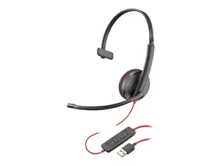Poly Blackwire C3210 - Blackwire 3200 Series hodesett - on-ear - kablet - USB-A - svart - Skype Certified, Avaya Certified, Cisco Jabber Certified