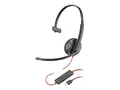 Poly Blackwire 3210 - Blackwire 3200 Series hodesett - on-ear - kablet - USB-C - svart - UC-sertifisert, Certified for Skype for Business, Cisco Jabber Certified, Avaya Certified