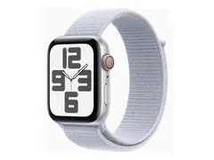 Apple Watch SE (GPS + Cellular) 2. generasjon - 44 mm - s&#248;lvaluminium - smartklokke med sportssl&#248;yfe - myk dobbeltlagsnylon - bl&#229; sky - h&#229;ndleddst&#248;rrelse: 130-200 mm - 32 GB - LTE, Wi-Fi 4, Bluetooth - 4G - 33 g