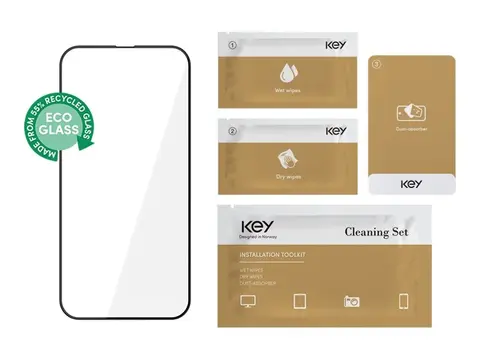 Key Besseggen - Skjermbeskyttelse for mobiltelefon &#248;ko, kant-til-kant - 2.5D - glass - rammefarge svart - for Apple iPhone 15