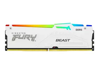 Kingston FURY Beast RGB - DDR5 - modul - 16 GB DIMM 288-pin - 6000 MHz / PC5-48000 - CL30 - 1.4 V - ikke-bufret - on-die ECC - hvit