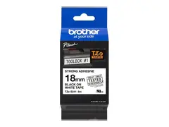 Brother TZe-S241 - Ekstra sterk adhesiv - svart på hvitt Rull (1,8 cm x 8 m) 1 kassett(er) laminert teip - for Brother PT-D600; P-Touch PT-1880, D450, D800, E550, E800, P900, P950; P-Touch EDGE PT-P750