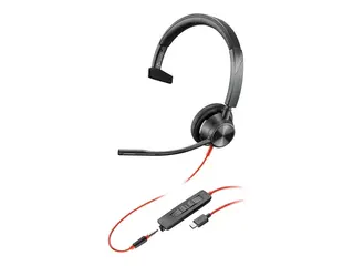 Poly Blackwire 3315 - Blackwire 3300 series hodesett - on-ear - kablet - 3,5 mm jakk, USB-C - svart