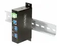 StarTech.com 4-Port Managed USB Hub with 4x USB-A, Heavy Duty with Metal Industrial Housing, ESD &amp; Surge Protection, Wall/Desk/Din-Rail Mountable, USB 3.0/3.1/3.2 Gen 1 5Gbps hub - 4 porter - TAA-samsvar