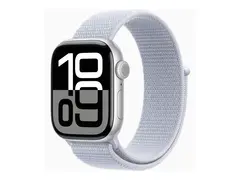 Apple Watch Series 10 (GPS + Cellular) - 42 mm s&#248;lvaluminium - smartklokke med sportssl&#248;yfe - myk dobbeltlagsnylon - bl&#229; sky - h&#229;ndleddst&#248;rrelse: 130-200 mm - 64 GB - LTE, Wi-Fi 4, UWB, Bluetooth - 4G - 29.3 g