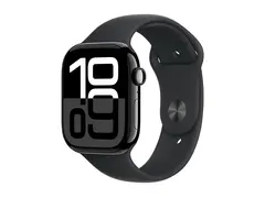 Apple Watch Series 10 (GPS) - 46 mm jet svart aluminium - smartklokke med sportsb&#229;nd - fluorelastomer - svart - b&#229;ndbredde: M/L - 64 GB - Wi-Fi 4, UWB, Bluetooth - 36.4 g