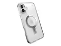 Speck Presidio Perfect-Clear - Baksidedeksel for mobiltelefon med klikkl&#229;s - MagSafe-samsvar - gummi - blank, krom - for Apple iPhone 16 Plus