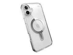 Speck Presidio Perfect-Clear - Baksidedeksel for mobiltelefon med klikkl&#229;s - MagSafe-samsvar - gummi - blank, krom - for Apple iPhone 16 Plus