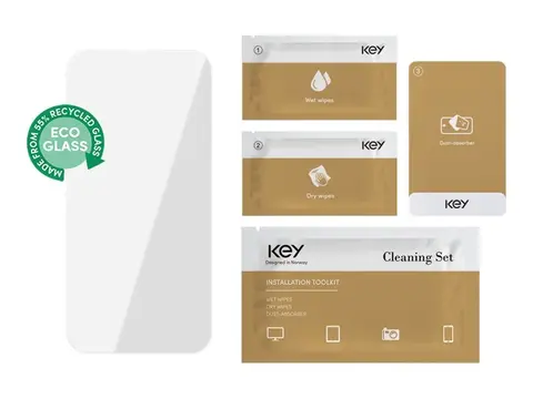 Key - Skjermbeskyttelse for mobiltelefon &#248;ko, flat - 2D - glass - for Apple iPhone 15, 15 Pro