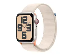 Apple Watch SE (GPS + Cellular) - 2. generasjon 44 mm - stjernelysaluminium - smartklokke med sportssløyfe - vevet nylon - stjernelys - håndleddstørrelse: 145-220 mm - 32 GB - Wi-Fi, LTE, Bluetooth - 4G - 33 g