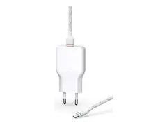 Unisynk Slim Wall Charger G3 - Str&#248;madapter med Lightning-kabel - 36 watt - PD 3.0, USB BC 1.2 (24 pin USB-C) - MFI-sertifisert - hvit