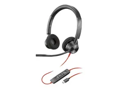 Poly Blackwire 3320 - Blackwire 3300 series hodesett - on-ear - kablet - USB-C - svart - UC-sertifisert, Certified for Microsoft Teams