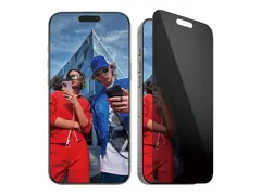 PanzerGlass - Skjermbeskyttelse for mobiltelefon ultrabred passform - glass - med personvernsfilter - 2-veis - rammefarge svart - for Apple iPhone 16 Pro Max