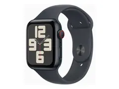 Apple Watch SE (GPS + Cellular) - 2. generasjon 44 mm - midnattsaluminium - smartklokke med sportsb&#229;nd - fluorelastomer - midnatt - b&#229;ndbredde: S/M - 32 GB - LTE, Wi-Fi 4, Bluetooth - 4G - 33 g