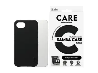 CARE by PanzerGlass Samba - Baksidedeksel for mobiltelefon fashionable - MagSafe-samsvar - termoplast-polyuretan (TPU) - svart - for Apple iPhone 16e