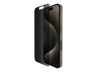 Belkin ScreenForce Pro - Skjermbeskyttelse for mobiltelefon 2.5D - glass - med personvernsfilter - glass - for Apple iPhone 15 Pro