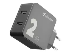 Cellular Line Multipower 2 - Str&#248;madapter 24 watt - 2 utgangskontakter (USB) - svart
