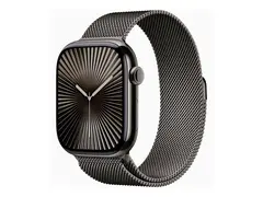 Apple Watch Series 10 (GPS + Cellular) 46 mm - skifer titan - smartklokke med fint strikket l&#248;kke - nett av rustfritt st&#229;l - skifer - b&#229;ndbredde: M/L - 64 GB - LTE, Wi-Fi 4, UWB, Bluetooth - 4G - 41.7 g