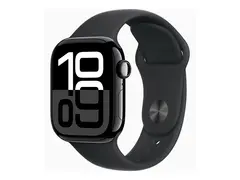 Apple Watch Series 10 (GPS) - 42 mm jet svart aluminium - smartklokke med sportsb&#229;nd - fluorelastomer - svart - b&#229;ndbredde: M/L - 64 GB - Wi-Fi 4, UWB, Bluetooth - 30 g