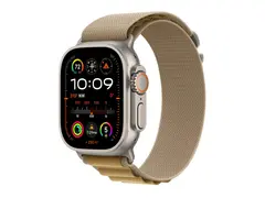 Apple Watch Ultra 2 - 49 mm - naturlig titan smartklokke med Alpine Loop - tekstil - brun - b&#229;ndbredde: S - 64 GB - LTE, Wi-Fi 4, UWB, Bluetooth - 4G - 61.4 g