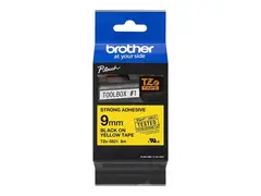 Brother TZe-S621 - Ekstra sterk adhesiv - svart p&#229; gult Rull (0,9 cm x 8 m) 1 kassett(er) laminert teip - for Brother P-Touch wide range of models.