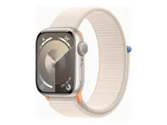 Apple Watch Series 9 (GPS) - 41 mm - stjernelysaluminium smartklokke med sportssløyfe - myk dobbeltlagsnylon - stjernelys - 64 GB - Wi-Fi, UWB, Bluetooth - 31.9 g