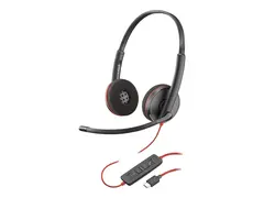 Poly Blackwire C3220 - Blackwire 3200 Series hodesett - on-ear - kablet - USB-C - svart - Skype Certified, Avaya Certified, Cisco Jabber Certified