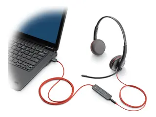 Poly Blackwire 3225 - Blackwire 3200 Series hodesett - on-ear - kablet - 3,5 mm jakk, USB-C - svart - Certified for Skype for Business, Avaya Certified, Cisco Jabber Certified, UC-sertifisert