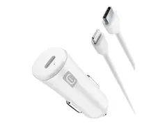 Cellular Line - Bilstr&#248;madapter 20 watt - PD (24 pin USB-C) - p&#229; kabel: Lightning - hvit