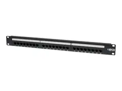 Eaton Tripp Lite Series 24-Port Cat6 Cat5 Patch Panel Feed Through Rackmount 568A/B RJ45 1URM TAA Koblingspanel - veggmonterbar - CAT 6 - svart - 1U - 19&quot; - 24 porter