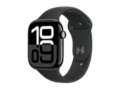 Apple Watch Series 10 (GPS) - 46 mm jet svart aluminium - smartklokke med sportsb&#229;nd - fluorelastomer - svart - b&#229;ndbredde: S/M - 64 GB - Wi-Fi 4, UWB, Bluetooth - 36.4 g