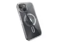Speck Presidio Lux - Baksidedeksel for mobiltelefon MagSafe-samsvar - hard polykarbonat, bl&#248;t termoplastpolyuretan (TPU) - clear/platinum glitter - for Apple iPhone 13, 14, 15