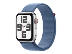 Apple Watch SE (GPS + Cellular) - 2. generasjon 44 mm - sølvaluminium - smartklokke med sportssløyfe - vevet nylon - winter blue - håndleddstørrelse: 145-220 mm - 32 GB - Wi-Fi, LTE, Bluetooth - 4G - 33 g