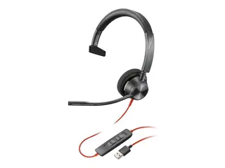 Poly Blackwire 3310 - Blackwire 3300 series hodesett - on-ear - kablet - USB-A - svart - Certified for Microsoft Teams