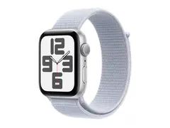 Apple Watch SE (GPS) - 2. generasjon 44 mm - s&#248;lvaluminium - smartklokke med sportssl&#248;yfe - myk dobbeltlagsnylon - bl&#229; sky - h&#229;ndleddst&#248;rrelse: 130-200 mm - 32 GB - Wi-Fi 4, Bluetooth - 32.9 g