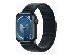 Apple Watch Series 9 (GPS + Cellular) - 41 mm midnattsaluminium - smartklokke med sportssløyfe - myk dobbeltlagsnylon - midnatt - 64 GB - Wi-Fi, LTE, UWB, Bluetooth - 4G - 32.1 g