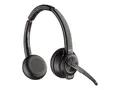 Poly Savi 8220 - Savi 8200 series - hodesett on-ear - DECT / Bluetooth - tr&#229;dl&#248;s - USB-A via Bluetooth-adapter - svart - Zoom Certified, UC-sertifisert