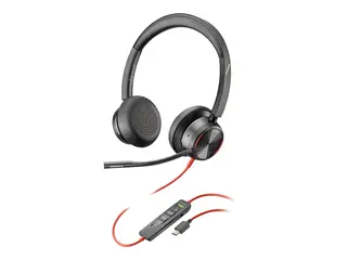 Poly Blackwire 8225 - Blackwire 8200 series hodesett - on-ear - kablet - aktiv støydemping - USB-C - svart - Zoom Certified, UC-sertifisert